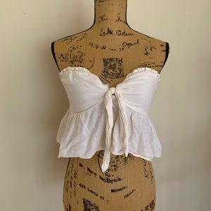 Strapless white crop top